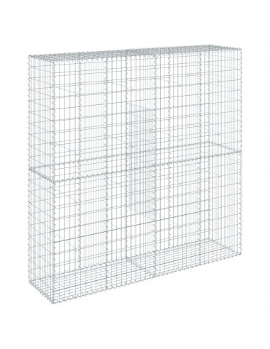 Cesto Gabbione con Copertura 200x50x200 cm in Ferro Zincato