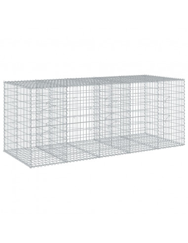 Cesto Gabbione con Copertura 250x100x100 cm in Ferro Zincato