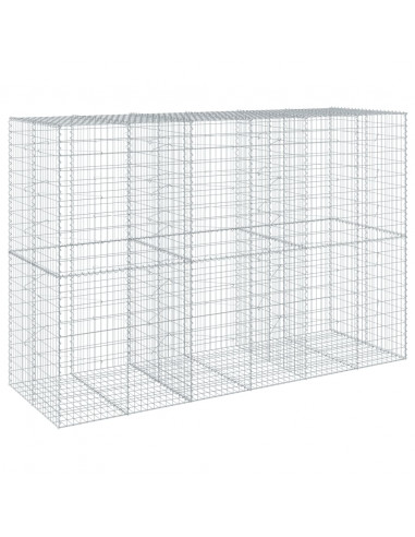 Cesto Gabbione con Copertura 300x100x200 cm in Ferro Zincato