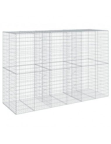 Cesto Gabbione con Copertura 300x100x200 cm in Ferro Zincato