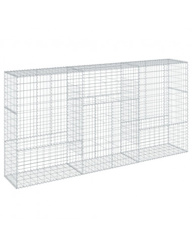 Cesto Gabbione con Copertura 300x50x150 cm in Ferro Zincato