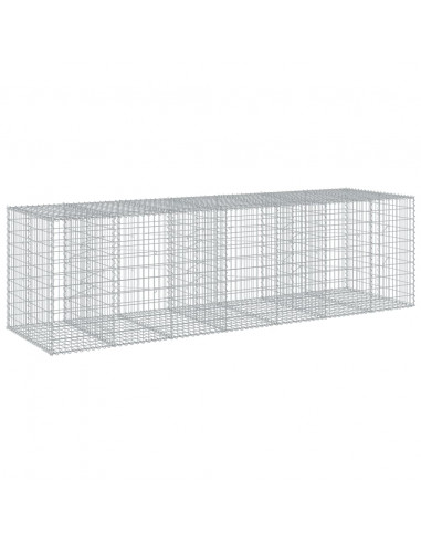 Cesto Gabbione con Copertura 350x100x100 cm in Ferro Zincato