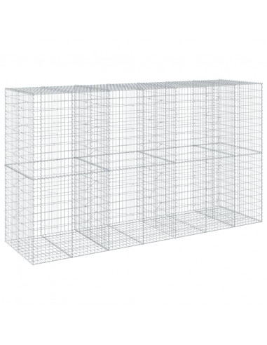 Cesto Gabbione con Copertura 350x100x200 cm in Ferro Zincato