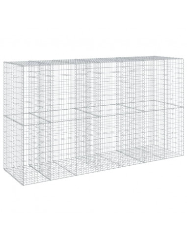 Cesto Gabbione con Copertura 350x100x200 cm in Ferro Zincato