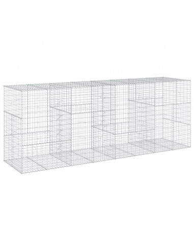 Cesto Gabbione con Copertura 400x100x150 cm in Ferro Zincato