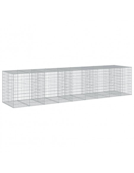 Cesto Gabbione con Copertura 450x100x100 cm in Ferro Zincato