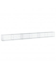 Cesto Gabbione con Copertura 600x50x50 cm in Ferro Zincato 2