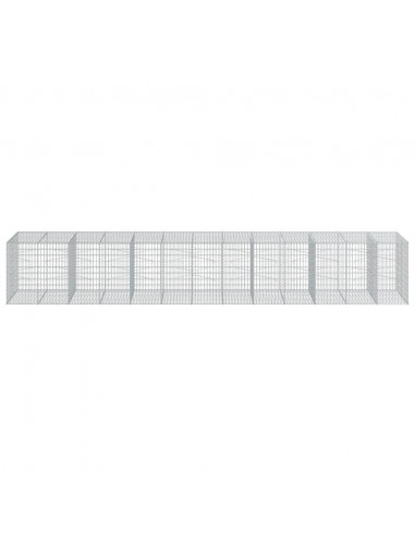 Cesto Gabbione con Copertura 650x100x100 cm in Ferro Zincato