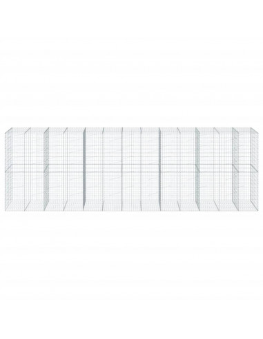 Cesto Gabbione con Copertura 650x100x200 cm in Ferro Zincato