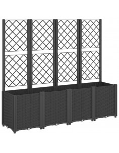 Fioriera da Giardino con Traliccio Nera 160x40x140 cm in PP 2