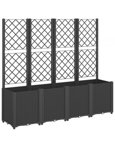 Fioriera da Giardino con Traliccio Nera 160x40x140 cm in PP