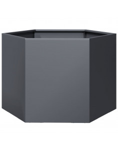 Fioriera da Giardino Antracite Esagono 69x60x45 cm in Acciaio 2