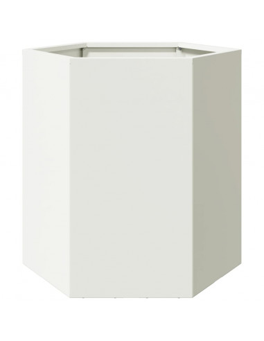 Fioriera da Giardino Bianca Esagono 46x40x45 cm in Acciaio