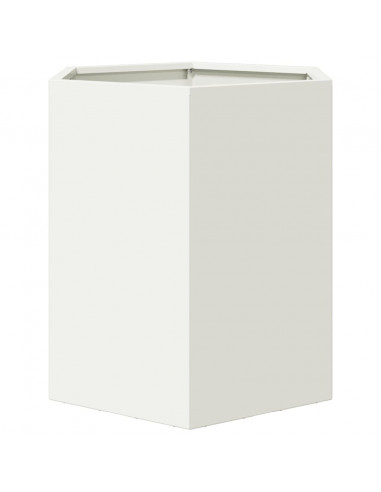 Fioriera da Giardino Bianca Esagono 46x40x45 cm in Acciaio