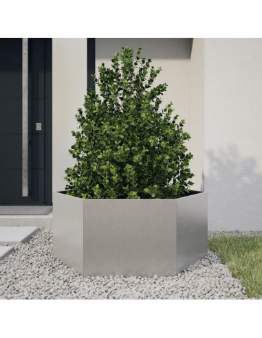 Fioriera da Giardino Esagono 104x90x45 cm in Acciaio Inox
