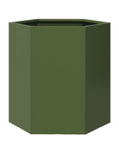 Fioriera da Giardino Verde Oliva Esagono 46x40x45 cm Acciaio 2