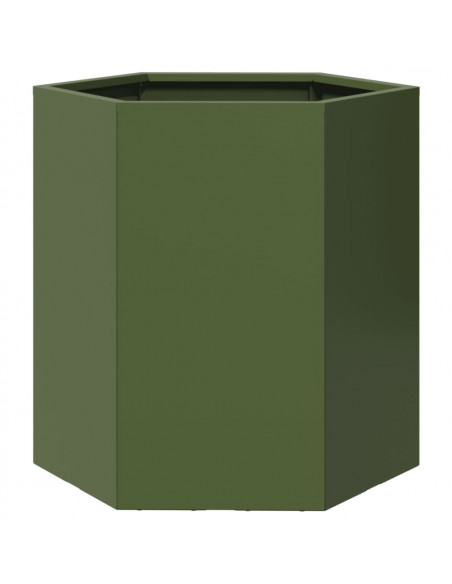 Fioriera da Giardino Verde Oliva Esagono 46x40x45 cm Acciaio