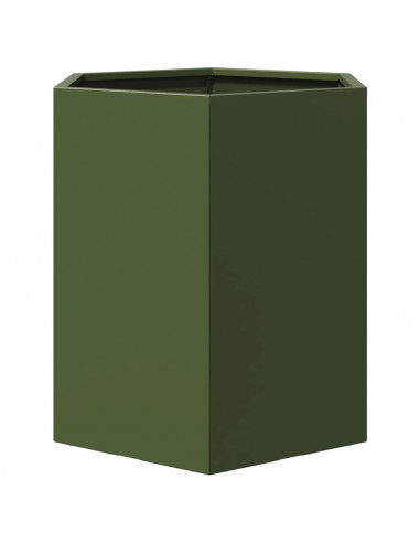 Fioriera da Giardino Verde Oliva Esagono 46x40x45 cm Acciaio