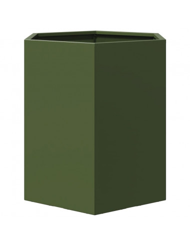 Fioriera da Giardino Verde Oliva Esagono 46x40x45 cm Acciaio