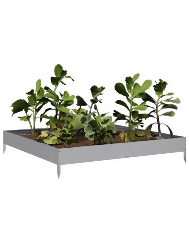 Fioriera Rialzata da Giardino 100x100x18,5cm in Acciaio zincato