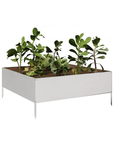 Fioriera Rialzata da Giardino 100x100x25 cm in Acciaio Inox