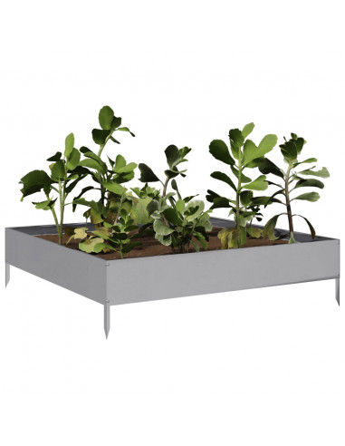 Fioriera Rialzata da Giardino 100x100x26 cm in Acciaio Zincato