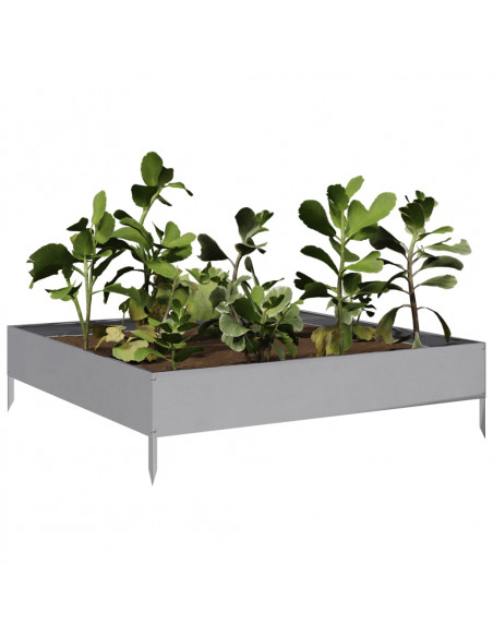 Fioriera Rialzata da Giardino 100x100x26 cm in Acciaio Zincato