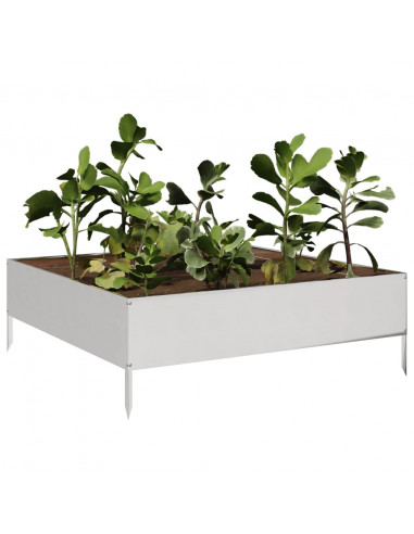 Fioriera Rialzata da Giardino 100x100x33,5 cm in Acciaio Inox