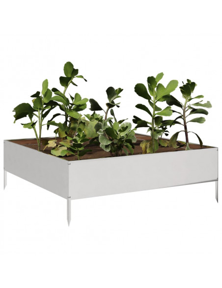 Fioriera Rialzata da Giardino 100x100x33,5 cm in Acciaio Inox