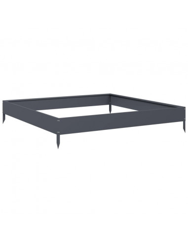 Fioriera Rialzata da Giardino Antracite 100x100x18,5cm Acciaio