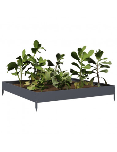 Fioriera Rialzata da Giardino Antracite 100x100x18,5cm Acciaio