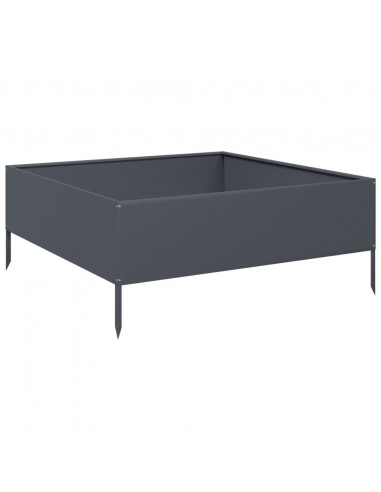 Fioriera Rialzata da Giardino Antracite 100x100x25 cm Acciaio