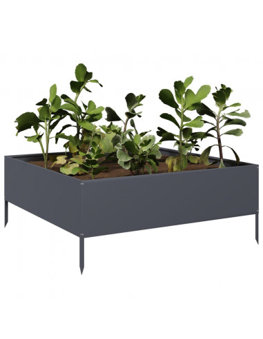 Fioriera Rialzata da Giardino Antracite 100x100x25 cm Acciaio