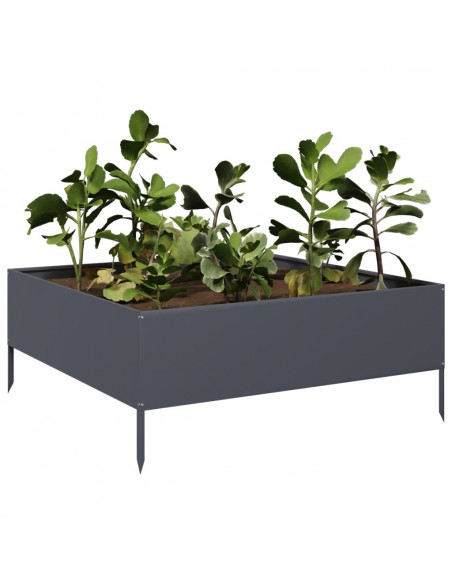 Fioriera Rialzata da Giardino Antracite 100x100x25 cm Acciaio