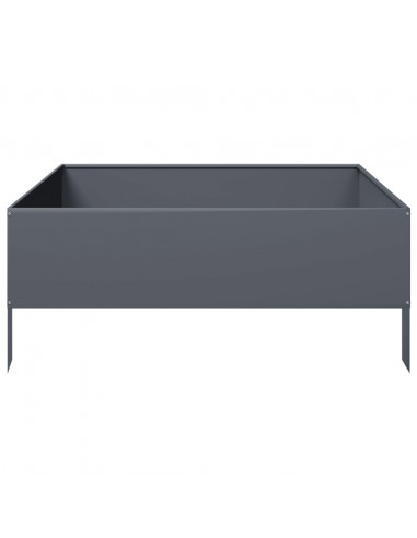 Fioriera Rialzata da Giardino Antracite 100x100x25 cm Acciaio
