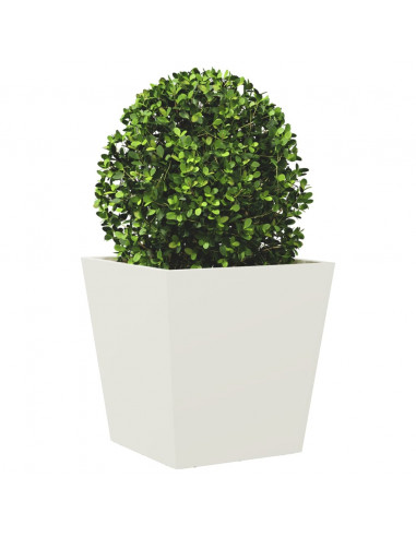 Fioriera da Giardino Bianca 40x40x40 cm in Acciaio