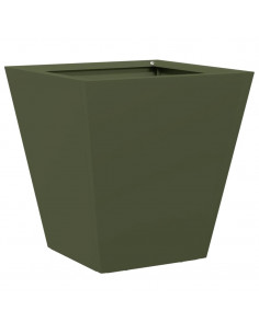 Fioriera da Giardino Verde Oliva 30x30x30 cm in Acciaio 2