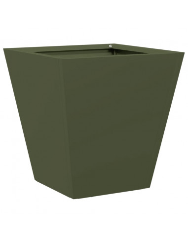 Fioriera da Giardino Verde Oliva 30x30x30 cm in Acciaio