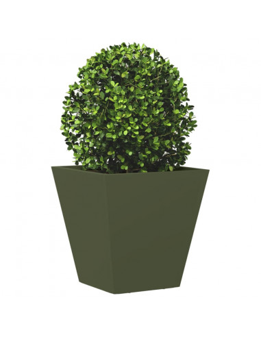 Fioriera da Giardino Verde Oliva 30x30x30 cm in Acciaio