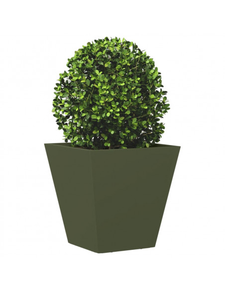 Fioriera da Giardino Verde Oliva 30x30x30 cm in Acciaio