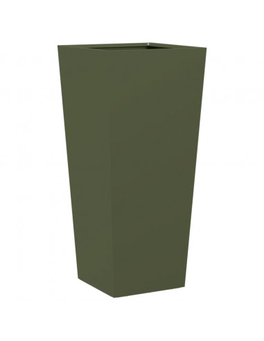 Fioriera da Giardino Verde Oliva 35x35x75 cm in Acciaio
