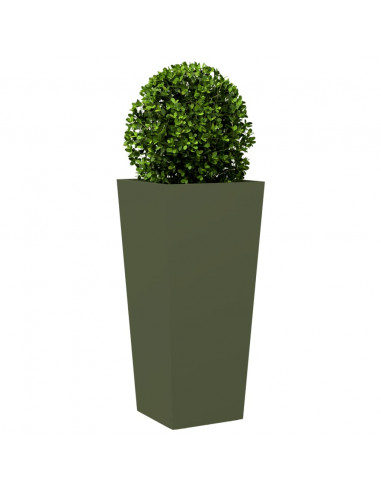 Fioriera da Giardino Verde Oliva 35x35x75 cm in Acciaio