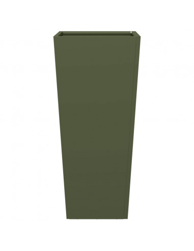 Fioriera da Giardino Verde Oliva 35x35x75 cm in Acciaio