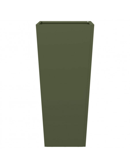 Fioriera da Giardino Verde Oliva 35x35x75 cm in Acciaio