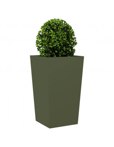 Fioriera da Giardino Verde Oliva 45x45x75 cm in Acciaio