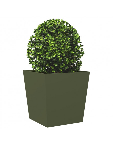 Fioriera da Giardino Verde Oliva 50x50x50 cm in Acciaio