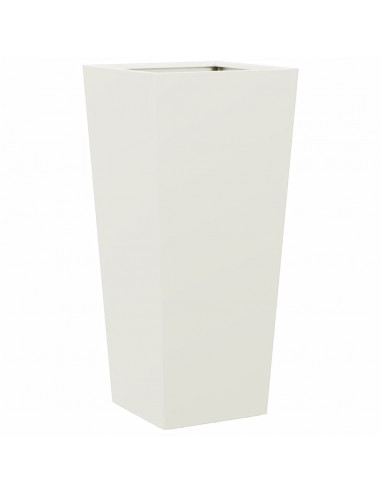 Fioriere da Giardino 2 pz Bianche 35x35x75 cm in Acciaio