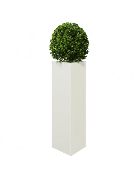Fioriera da Giardino Bianca Triangolare 30x26x75 cm in Acciaio