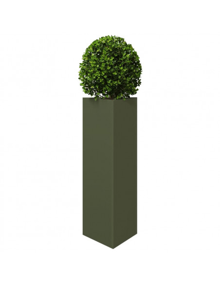 Fioriera da Giardino Verde Oliva Triangolare 30x26x75cm Acciaio