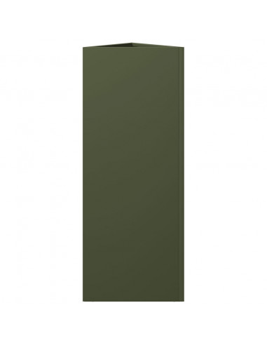 Fioriera da Giardino Verde Oliva Triangolare 30x26x75cm Acciaio